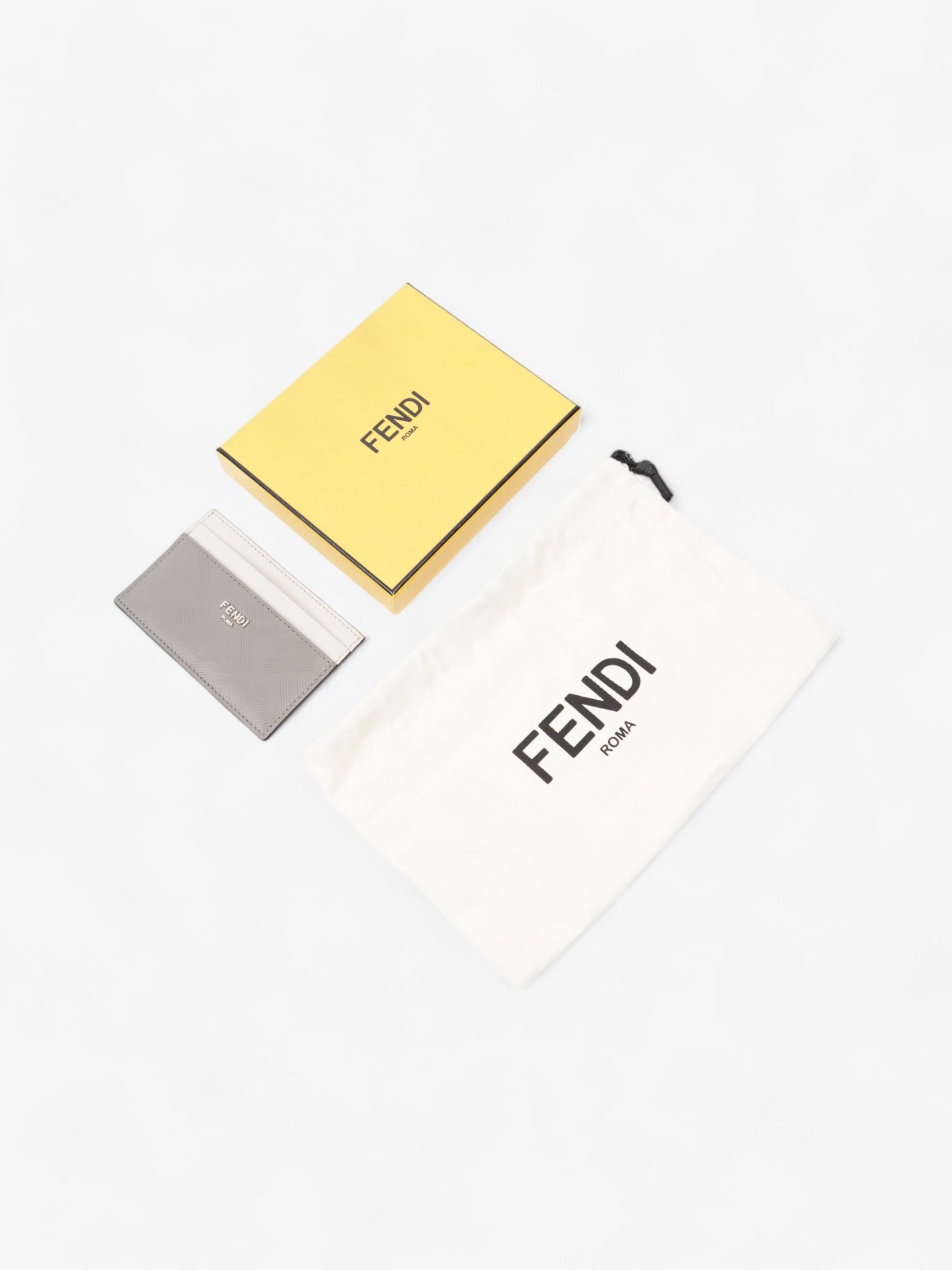 Fendi Shadow Card Holder Grey / Off White Leather