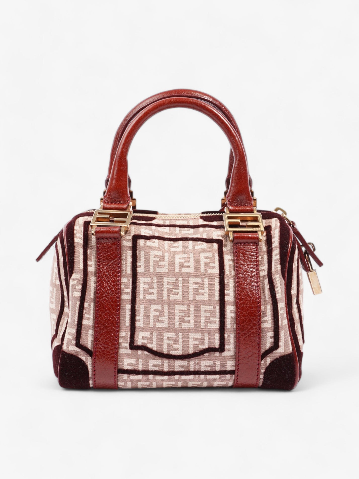 Fendi Zucchino Boston Burgundy Canvas