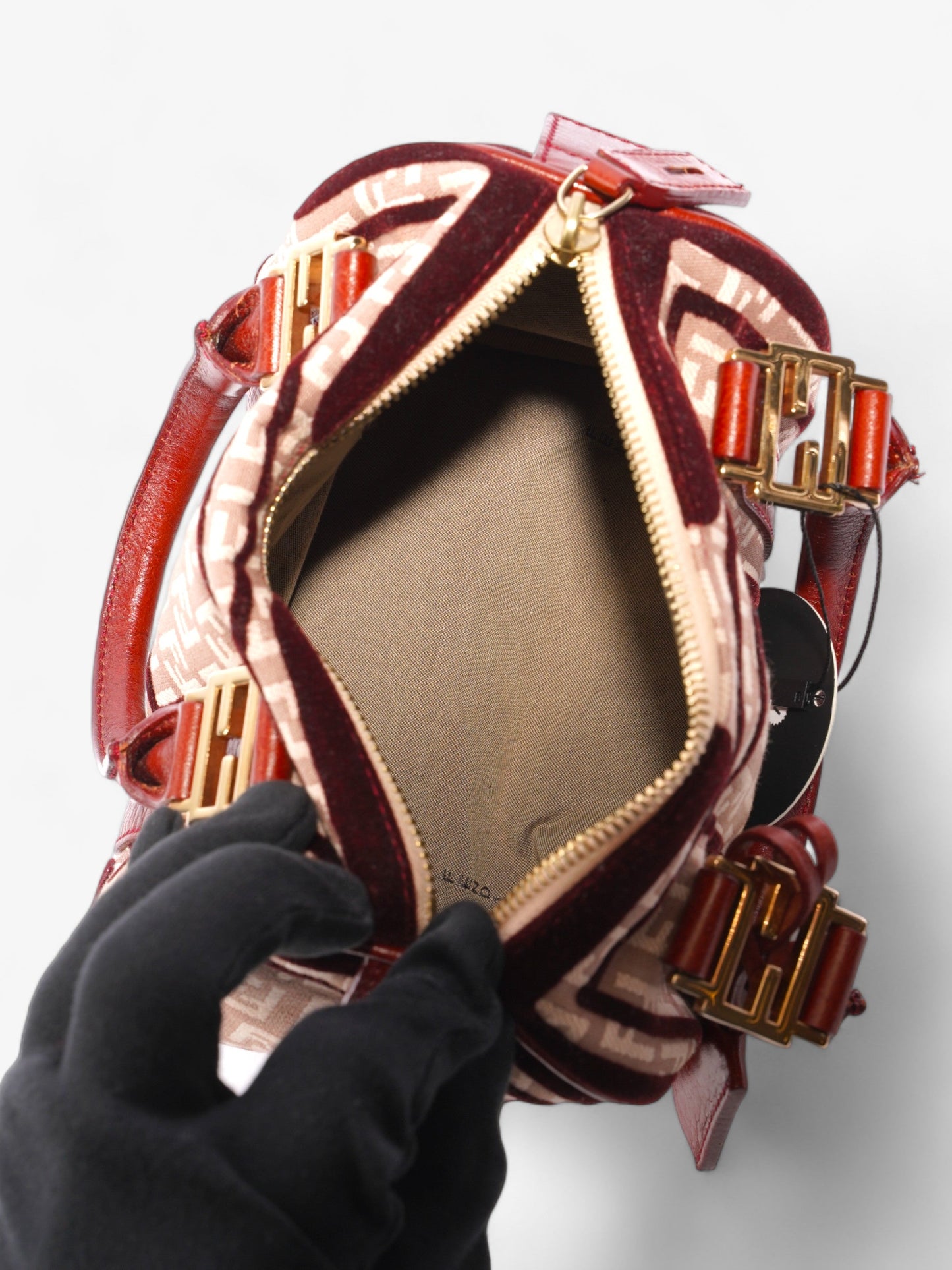 Fendi Zucchino Boston Burgundy Canvas