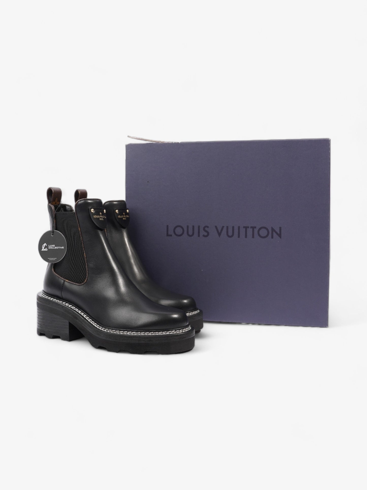Louis Vuitton Beaubourg Ankle Boots Black / Brown Monogram Leather EU 36 UK 3