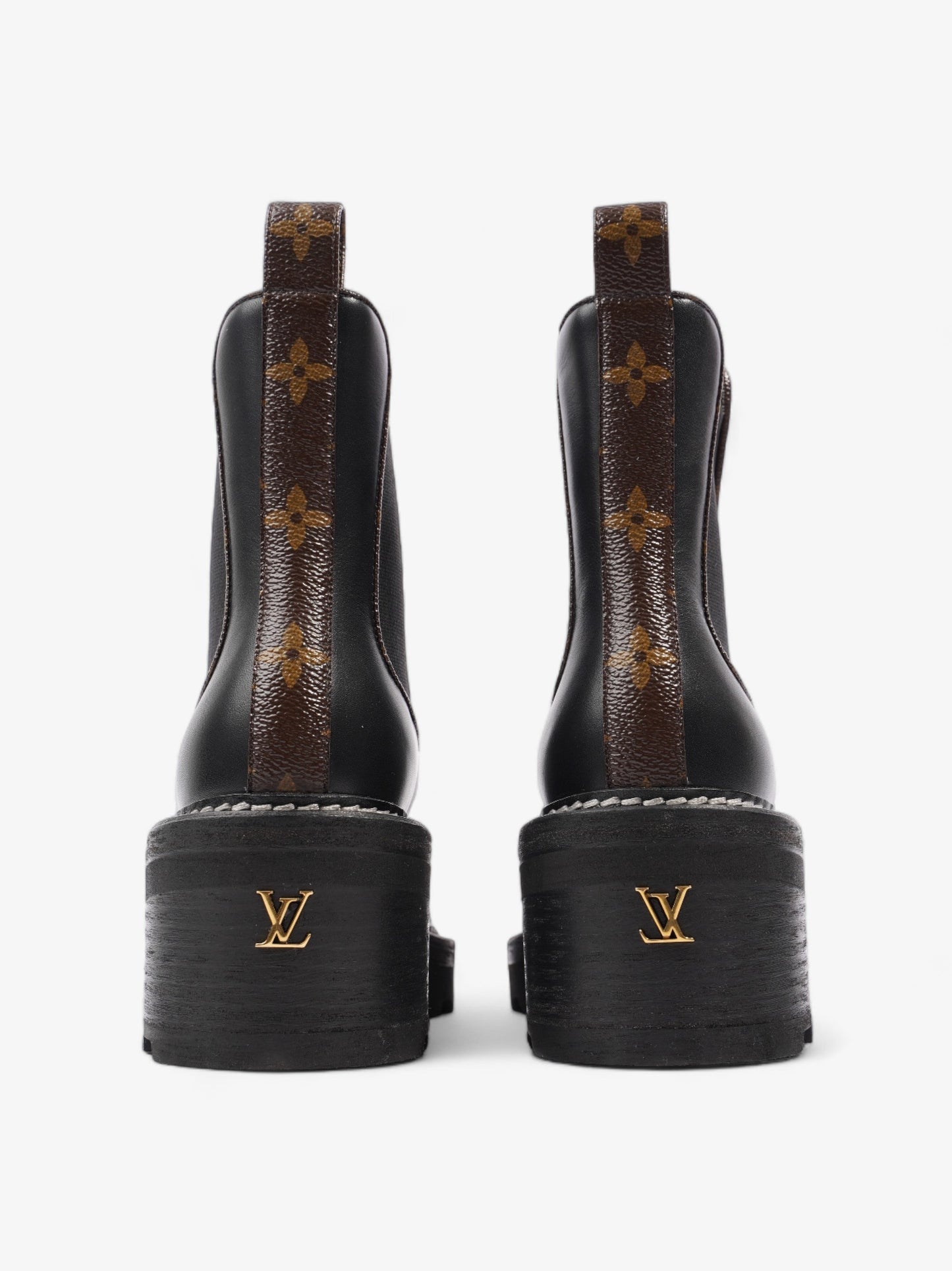Louis Vuitton Beaubourg Ankle Boots Black / Brown Monogram Leather EU 36 UK 3