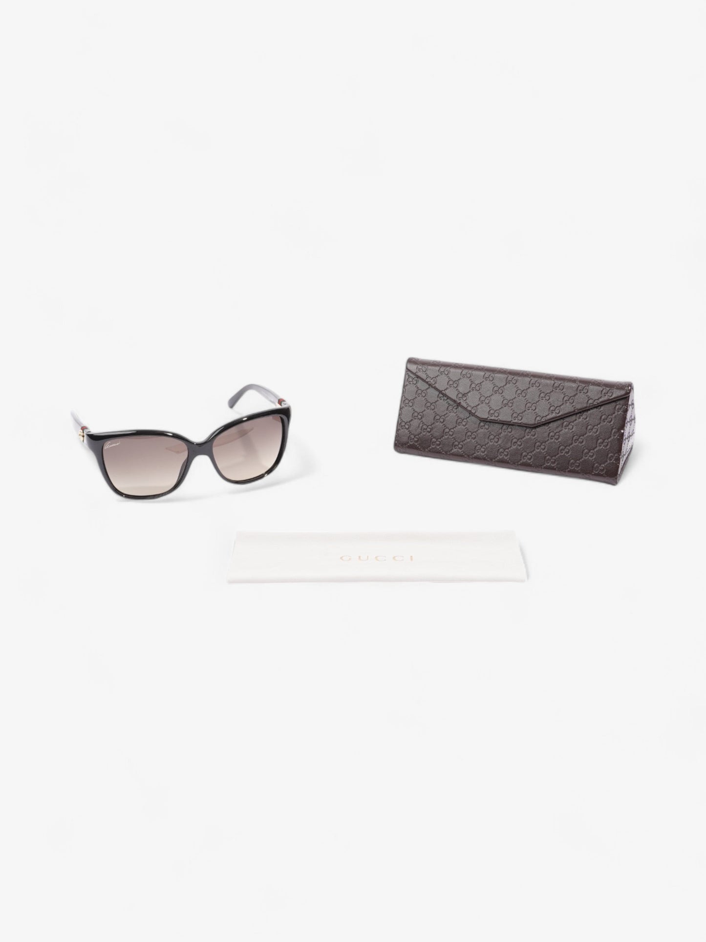 Gucci GG Web Sunglasses Black / Red / Green Acetate 135mm