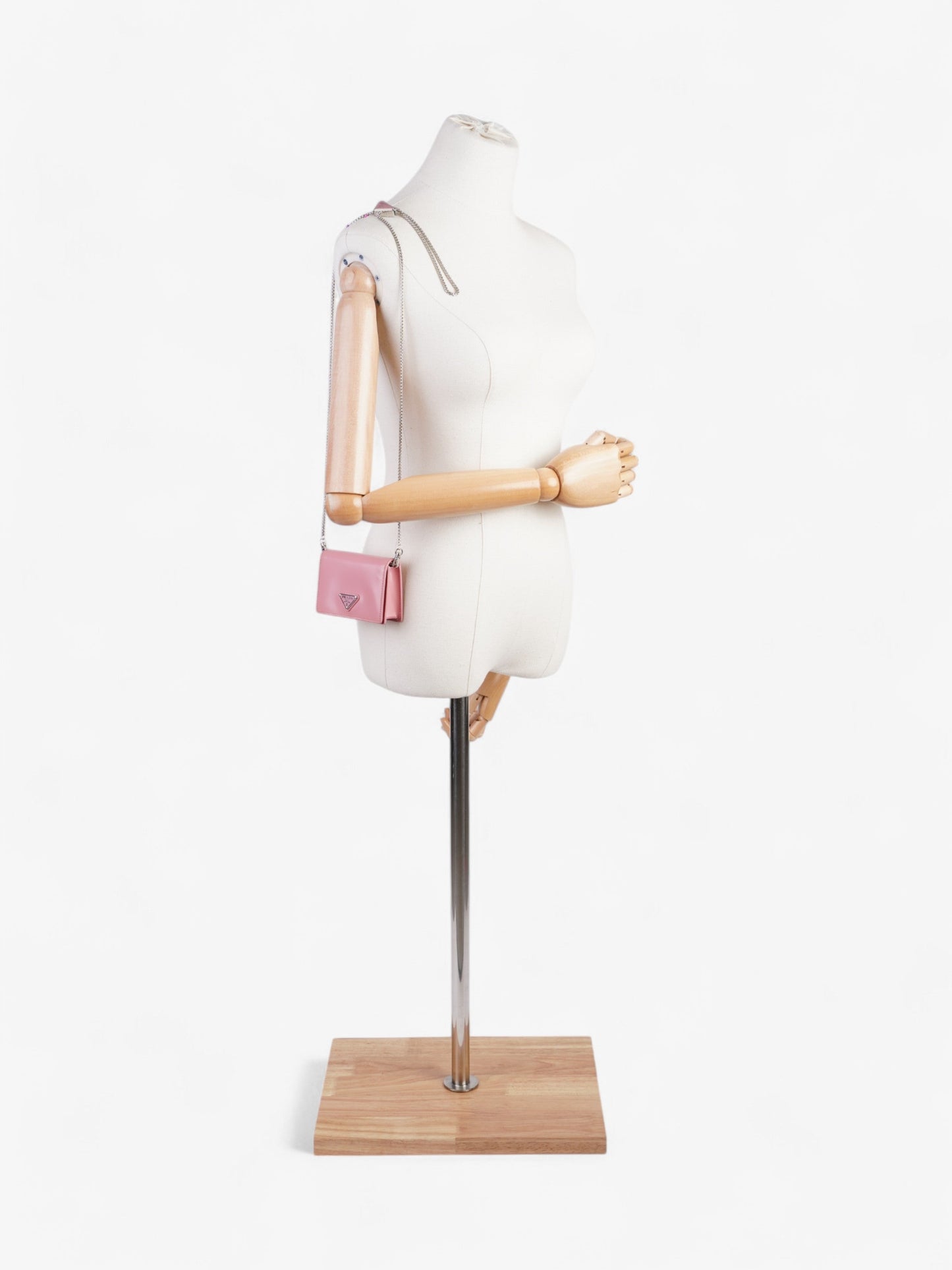 Prada Logo Wallet on Chain Pink Leather Mini