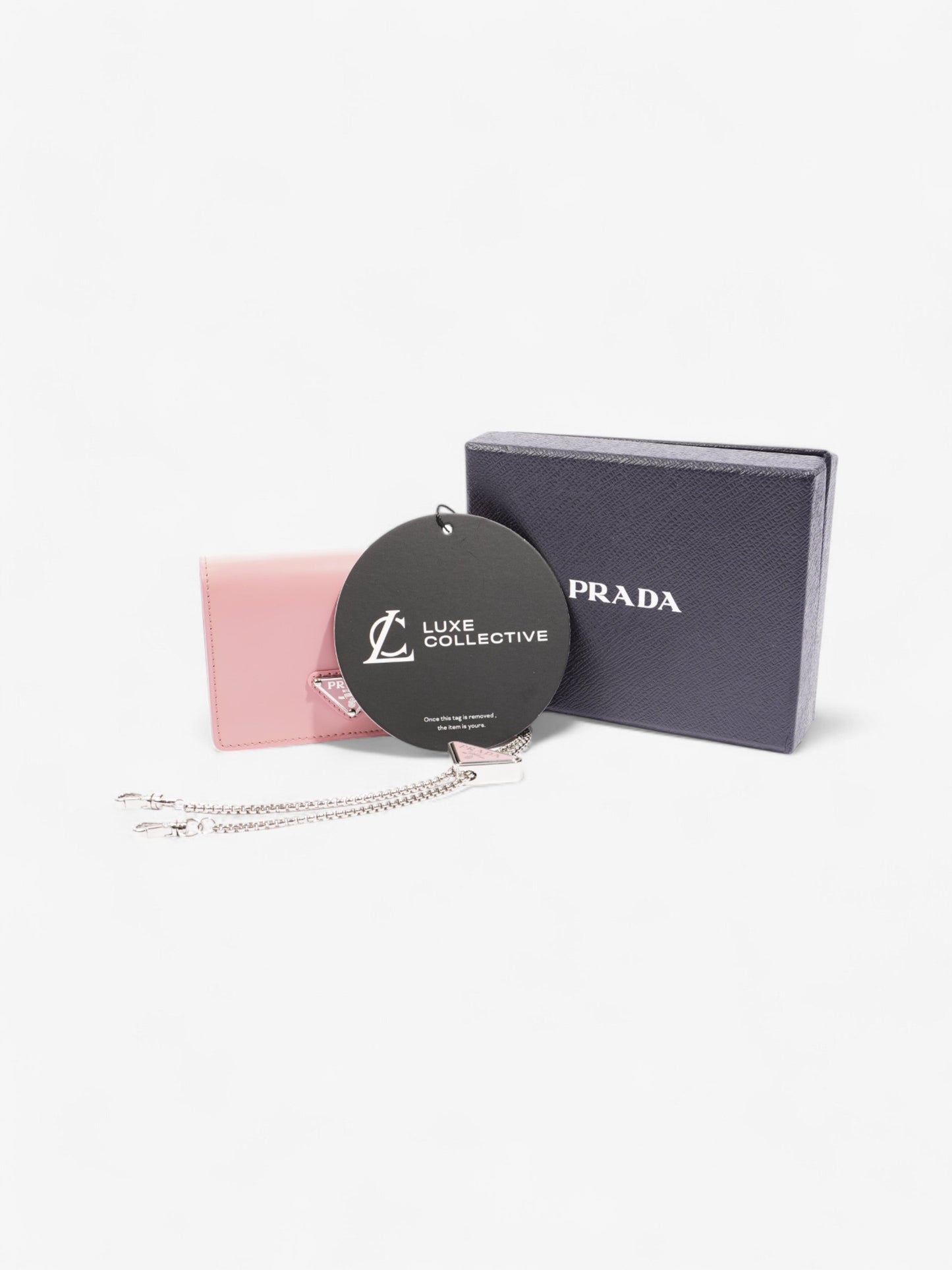 Prada Logo Wallet on Chain Pink Leather Mini
