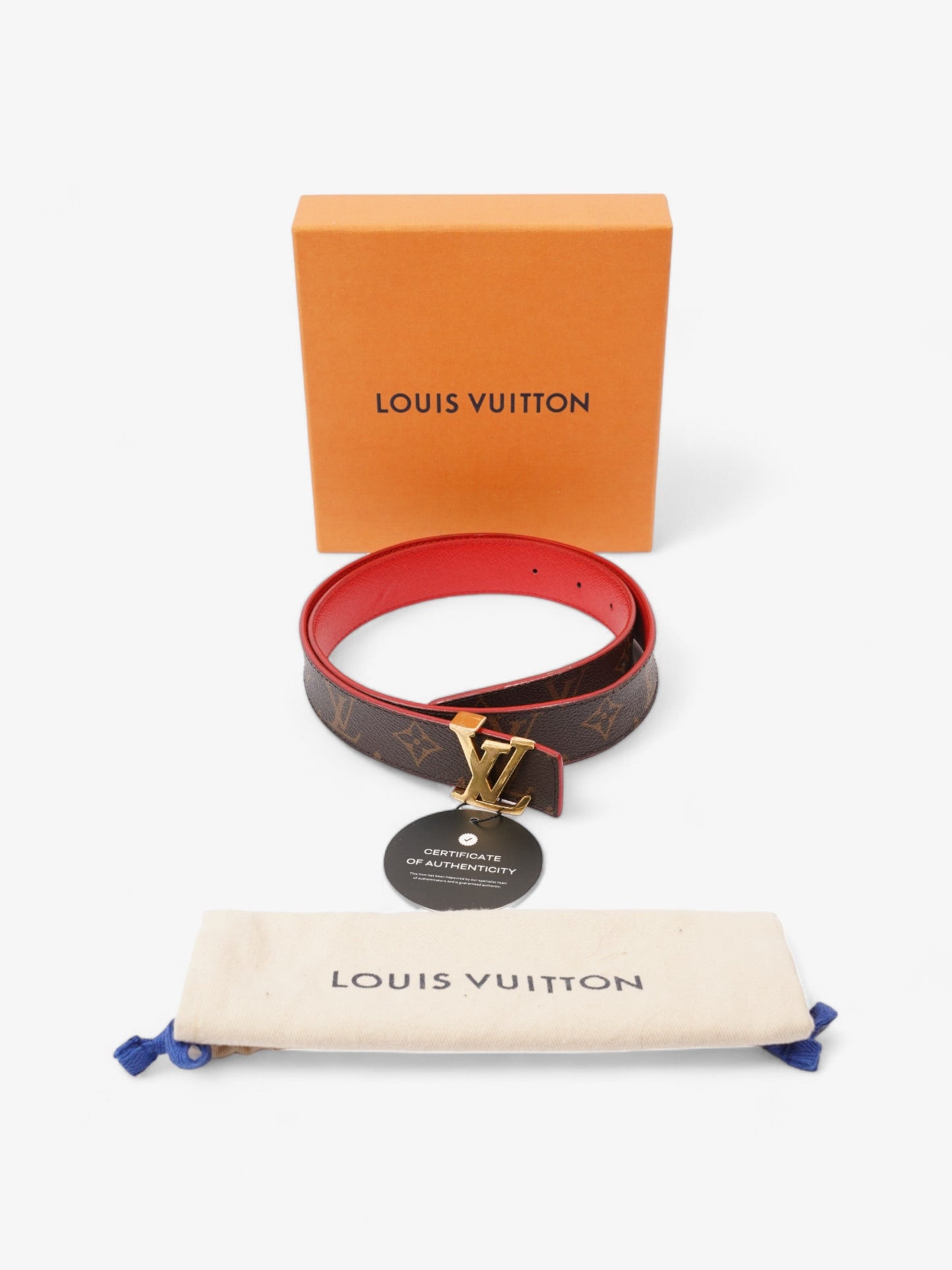 Louis Vuitton LV Iconic Reversible Belt Monogram / Red Coated Canvas 80cm / 32"