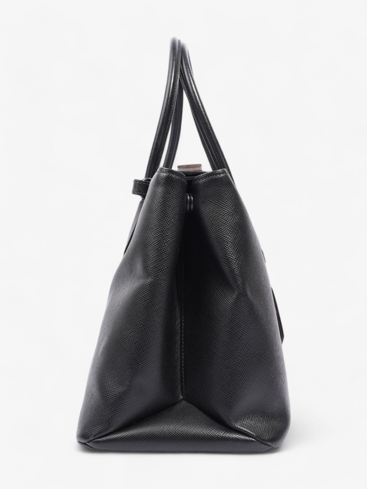Prada Turnlock Twin Tote Black Saffiano Leather