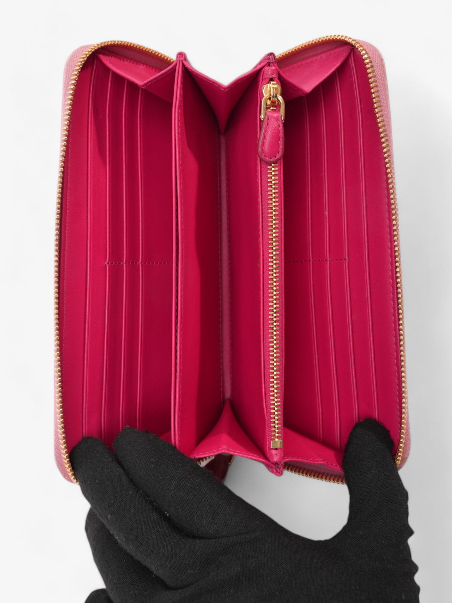 Prada Continental Wallet Pink Saffiano Leather