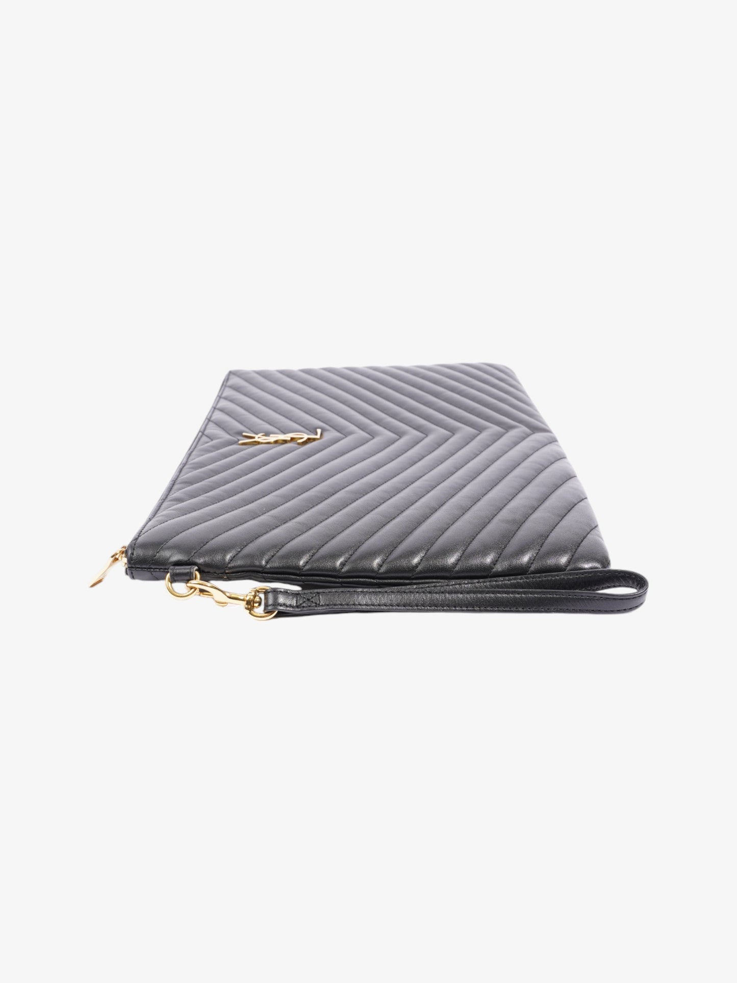 Saint Laurent Cassandre Wristlet Black Matelasse Leather