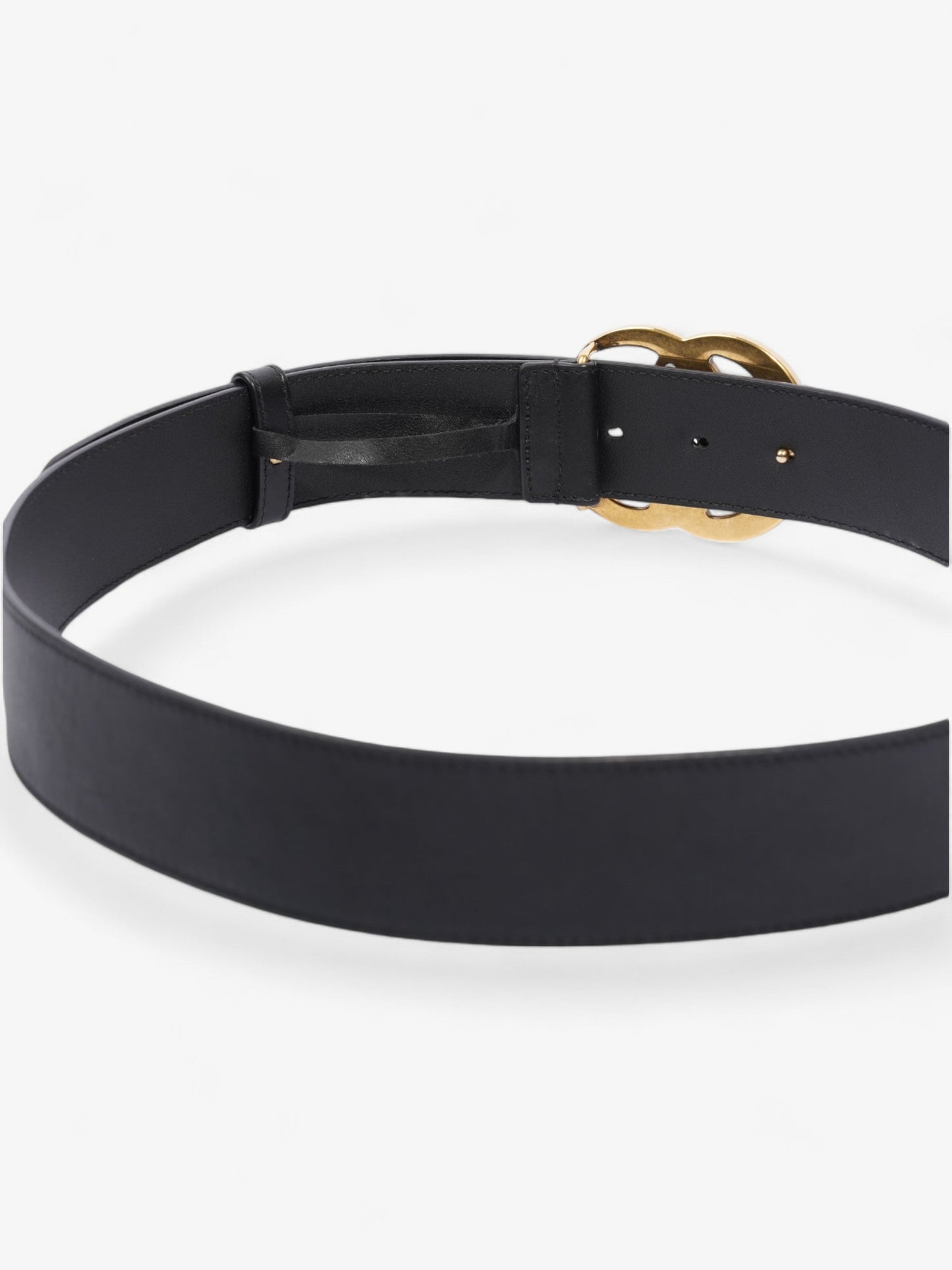 Gucci GG Marmont 2015 Re-Edition Wide Belt Black / Gold Leather 85cm / 34"