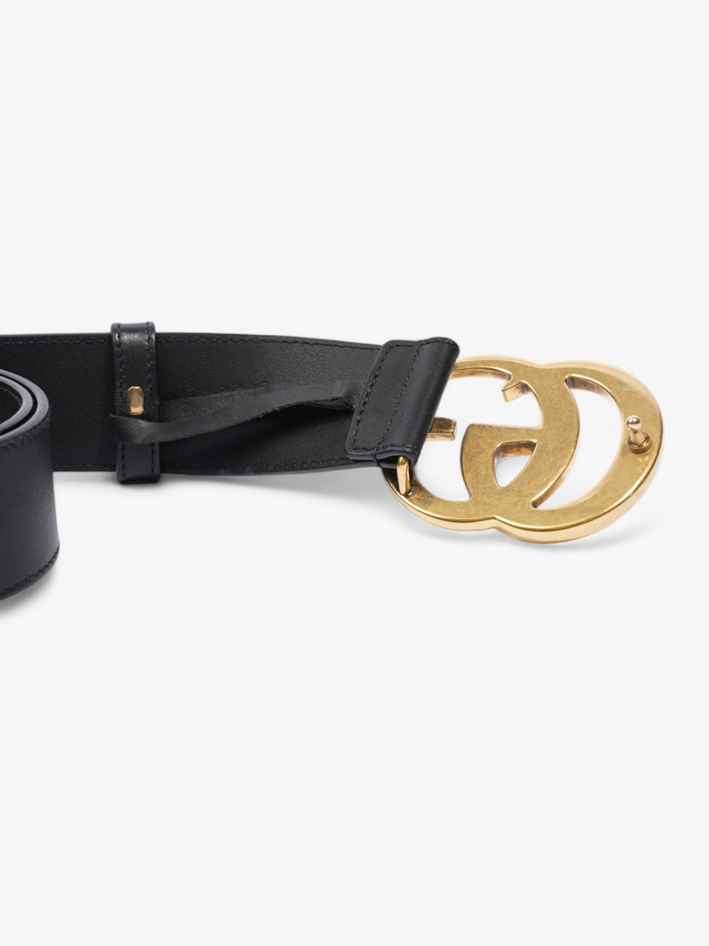 Gucci GG Marmont 2015 Re-Edition Wide Belt Black / Gold Leather 85cm / 34"