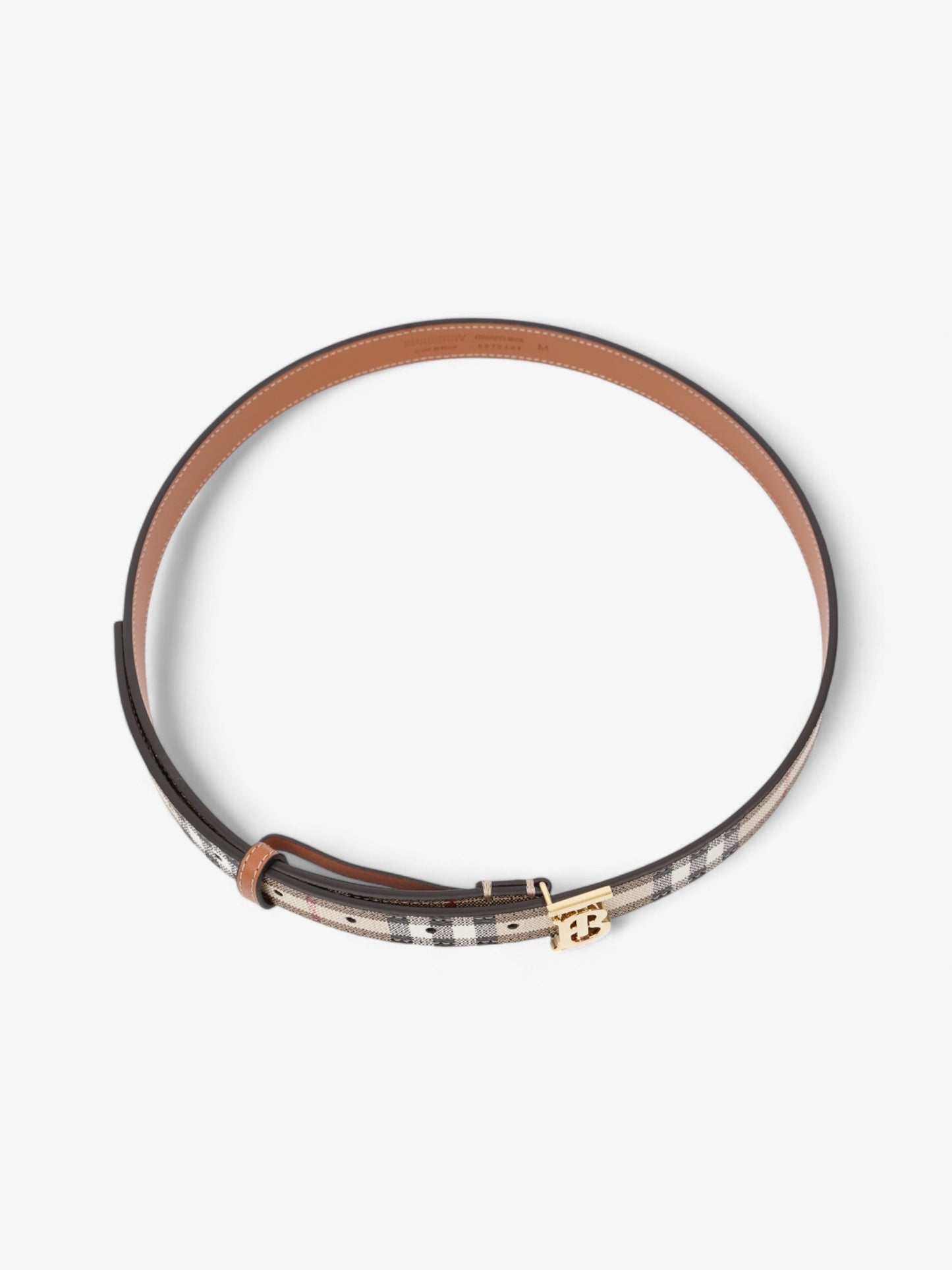 Burberry TB Belt Vintage Check / Light Gold Canvas Medium - 101.5cm