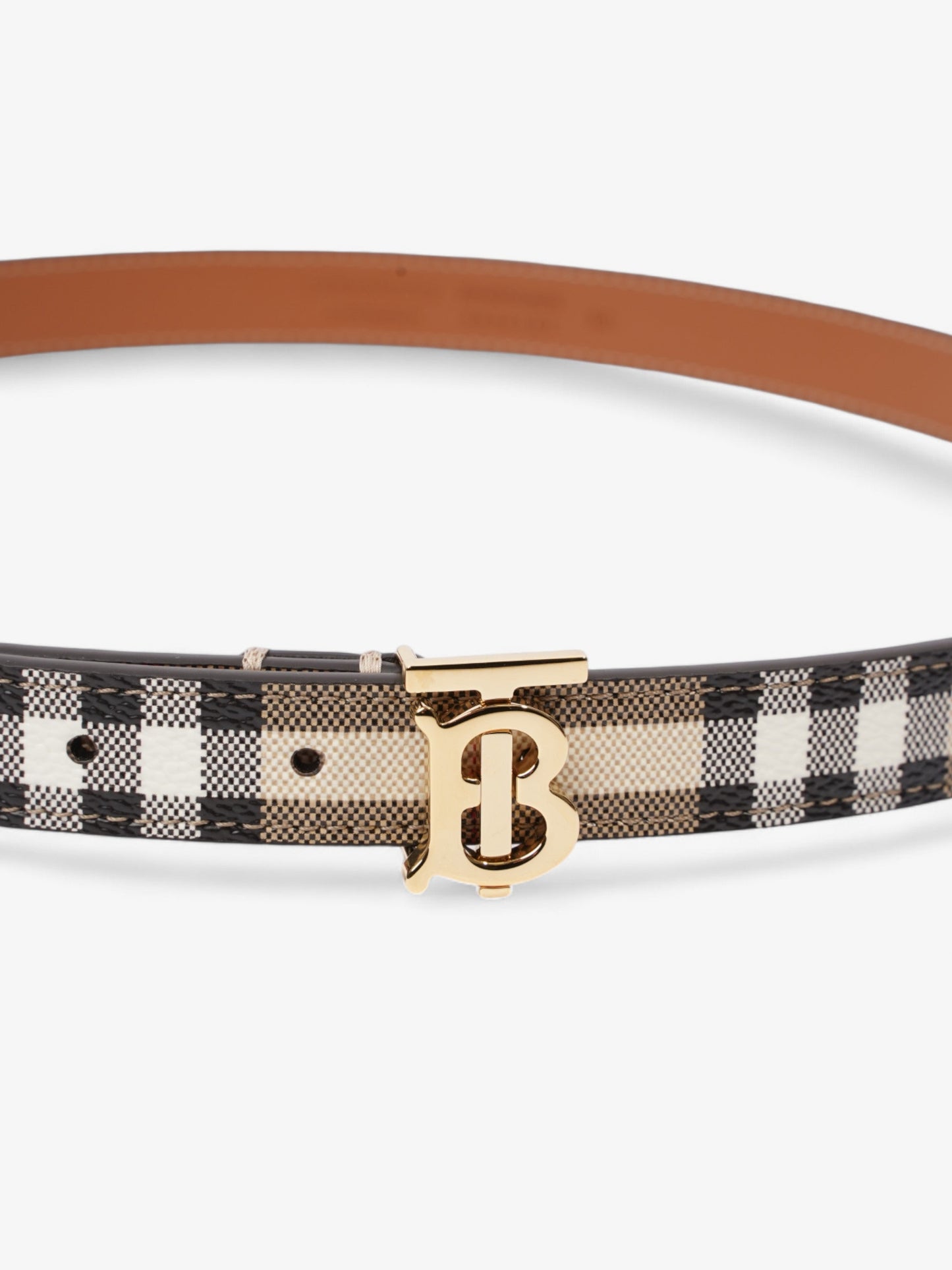 Burberry TB Belt Vintage Check / Light Gold Canvas Medium - 101.5cm