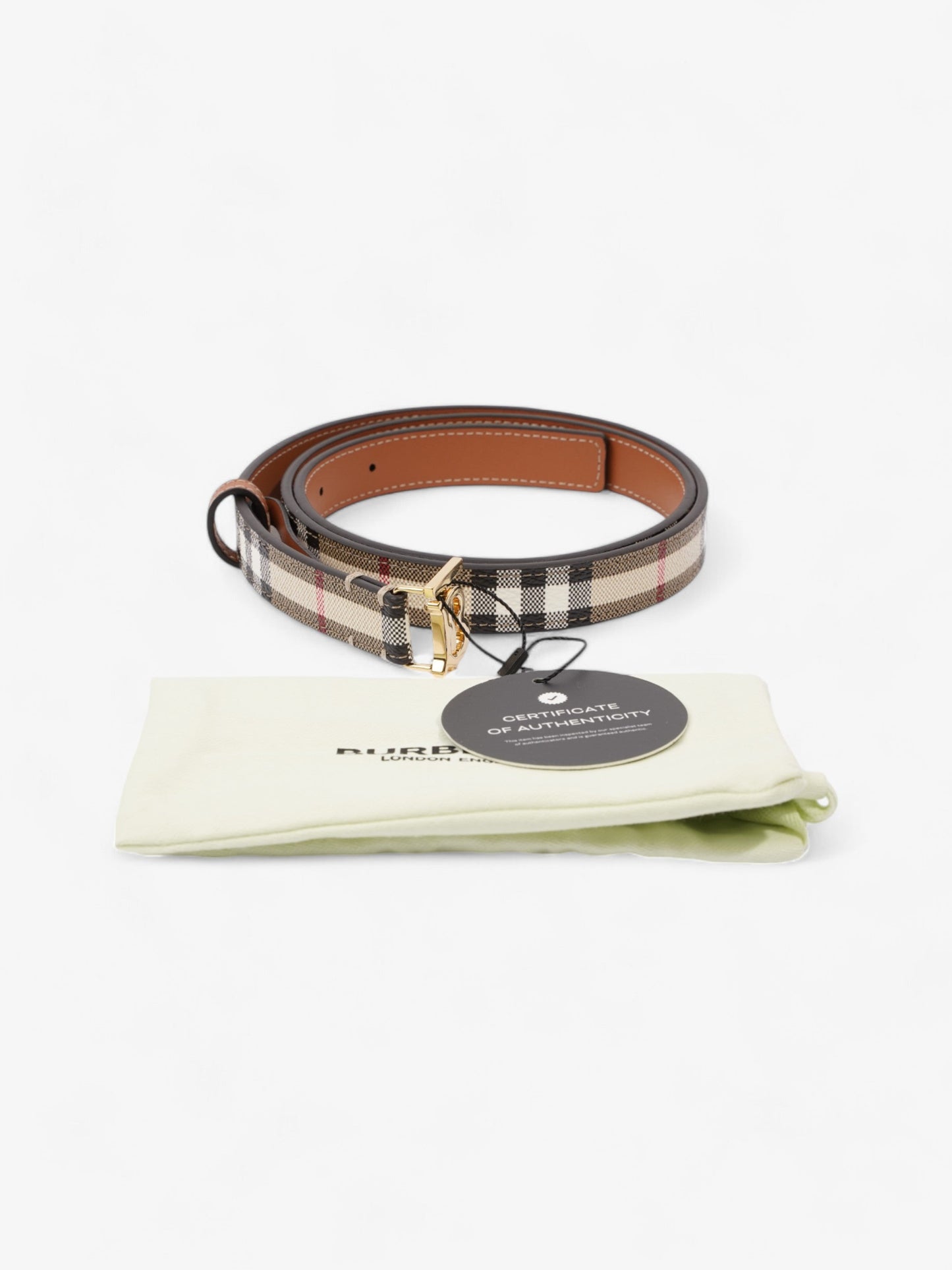 Burberry TB Belt Vintage Check / Light Gold Canvas Medium - 101.5cm