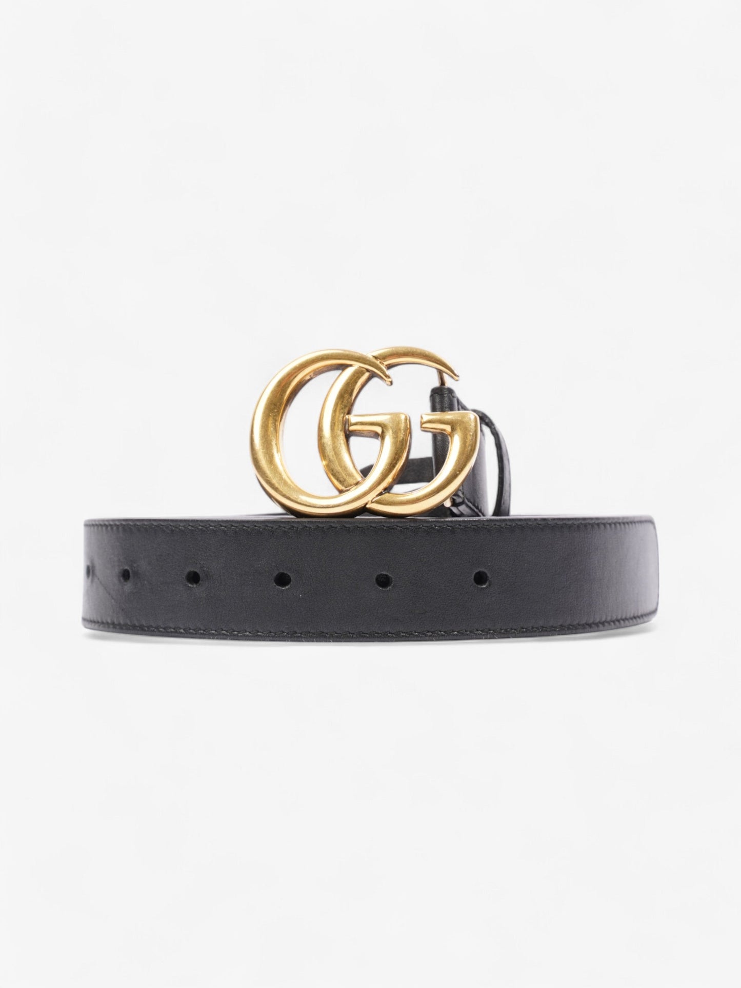 Gucci GG Marmont Belt Black / Gold Leather 80cm / 32"