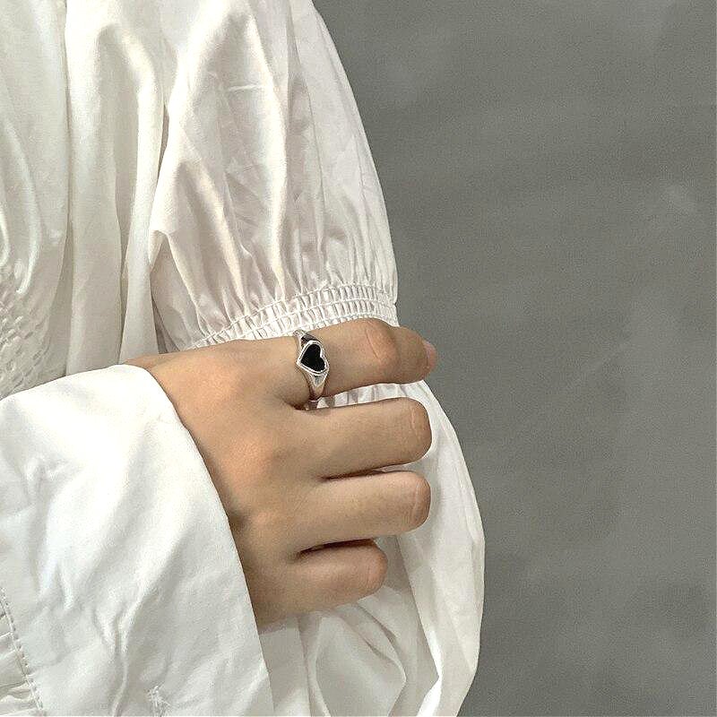 Black Heart Sterling Silver Ring