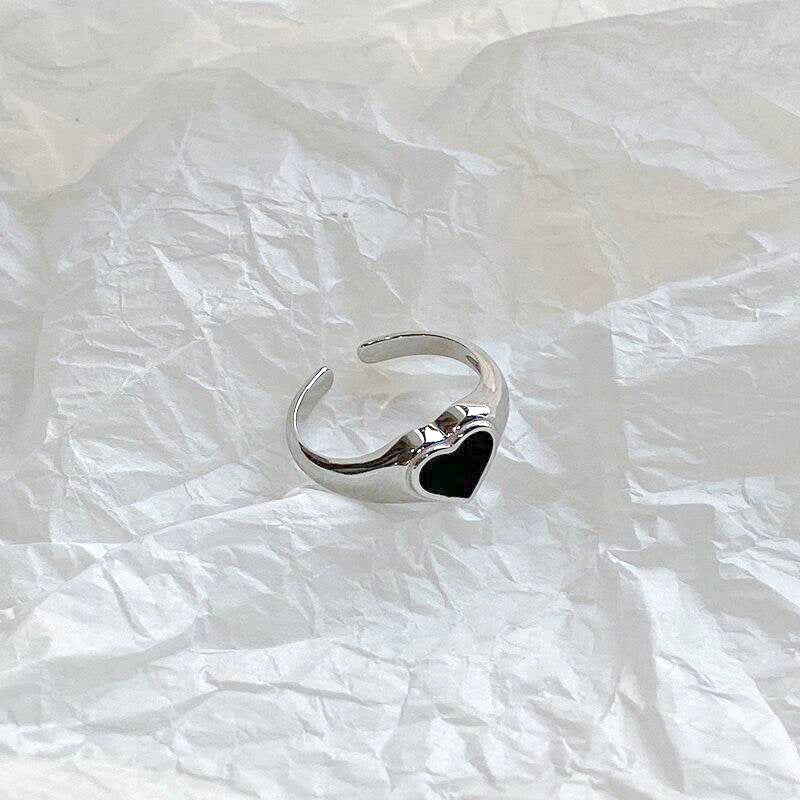 Black Heart Sterling Silver Ring