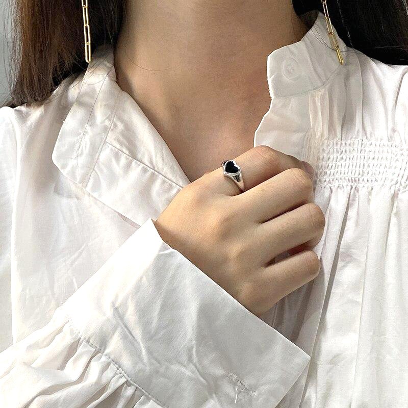 Black Heart Sterling Silver Ring