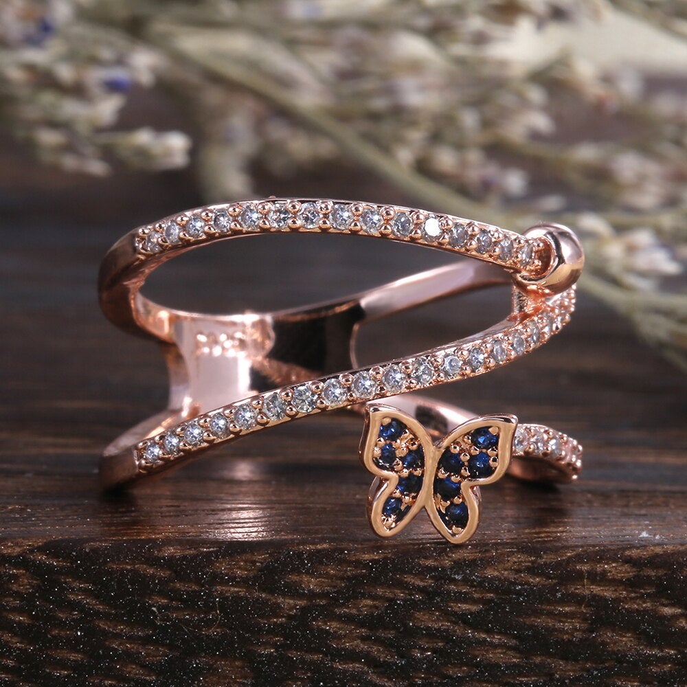Crystal Butterfly Twist Ring