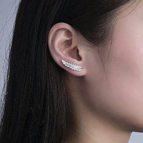Crystal Feather Earrings