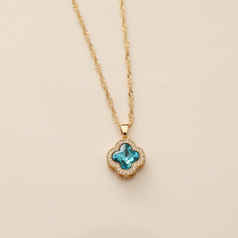 Crystal Four-Leaf Clover Pendant Necklace