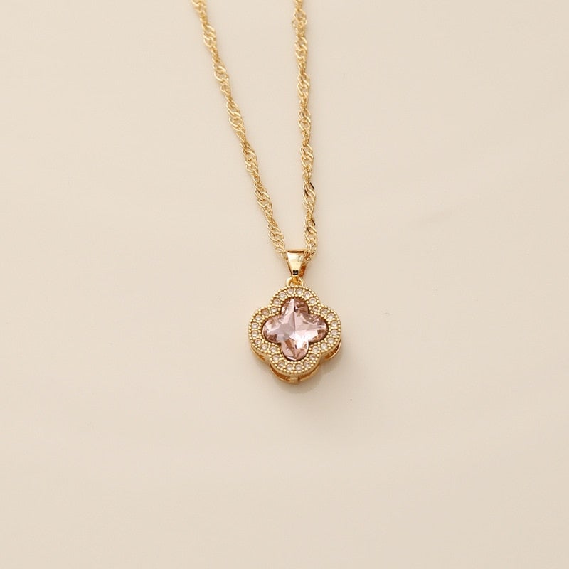 Crystal Four-Leaf Clover Pendant Necklace