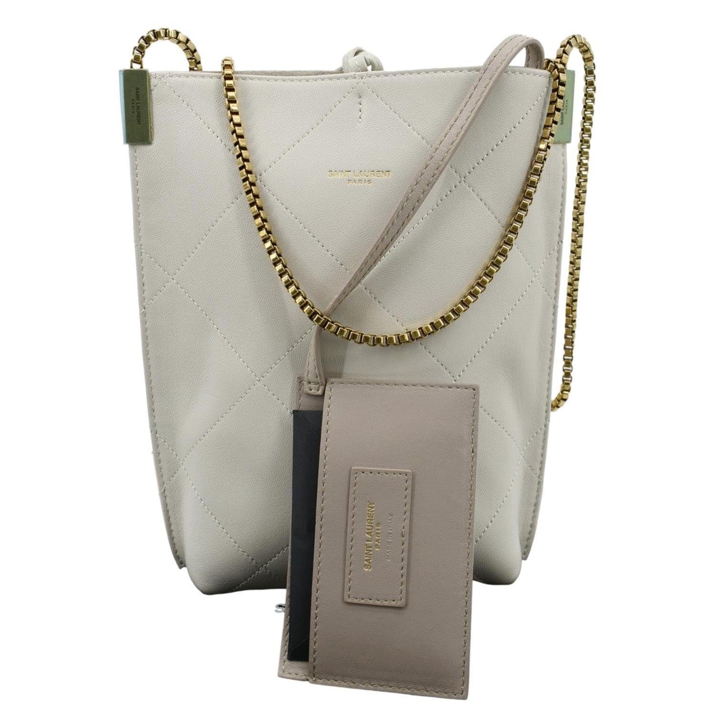 YVES SAINT LAURENT Suzanne Chain Leather Shoulder Bag White