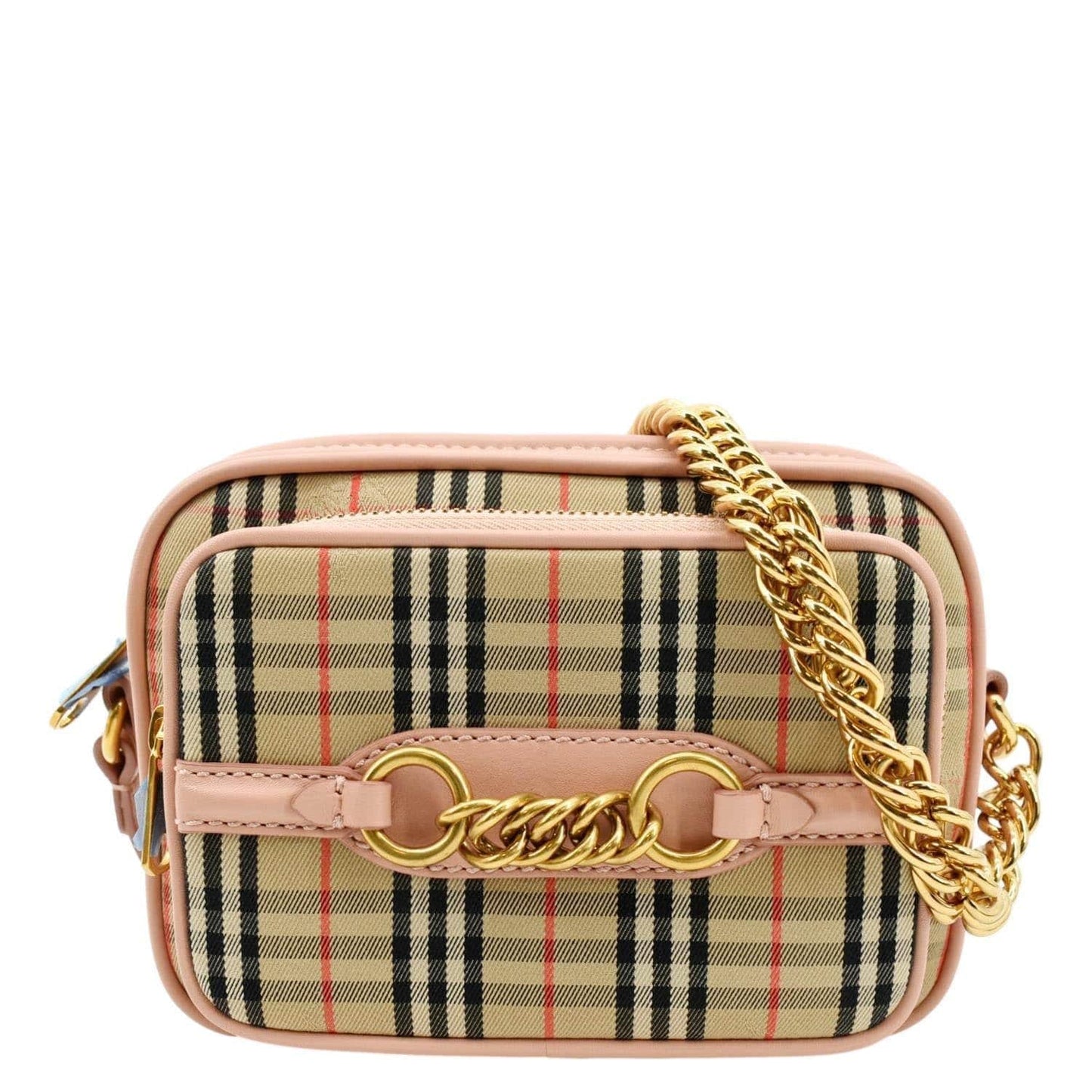 BURBERRY 1983 Knight Check Link Crossbody Camera Bag Light Pink