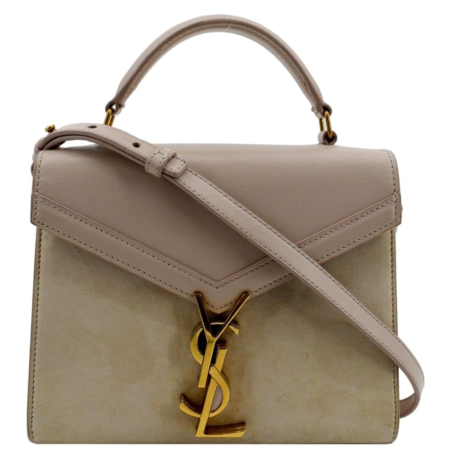 YVES SAINT LAURENT Cassandra Mini Calfskin Leather Shoulder Bag Cream