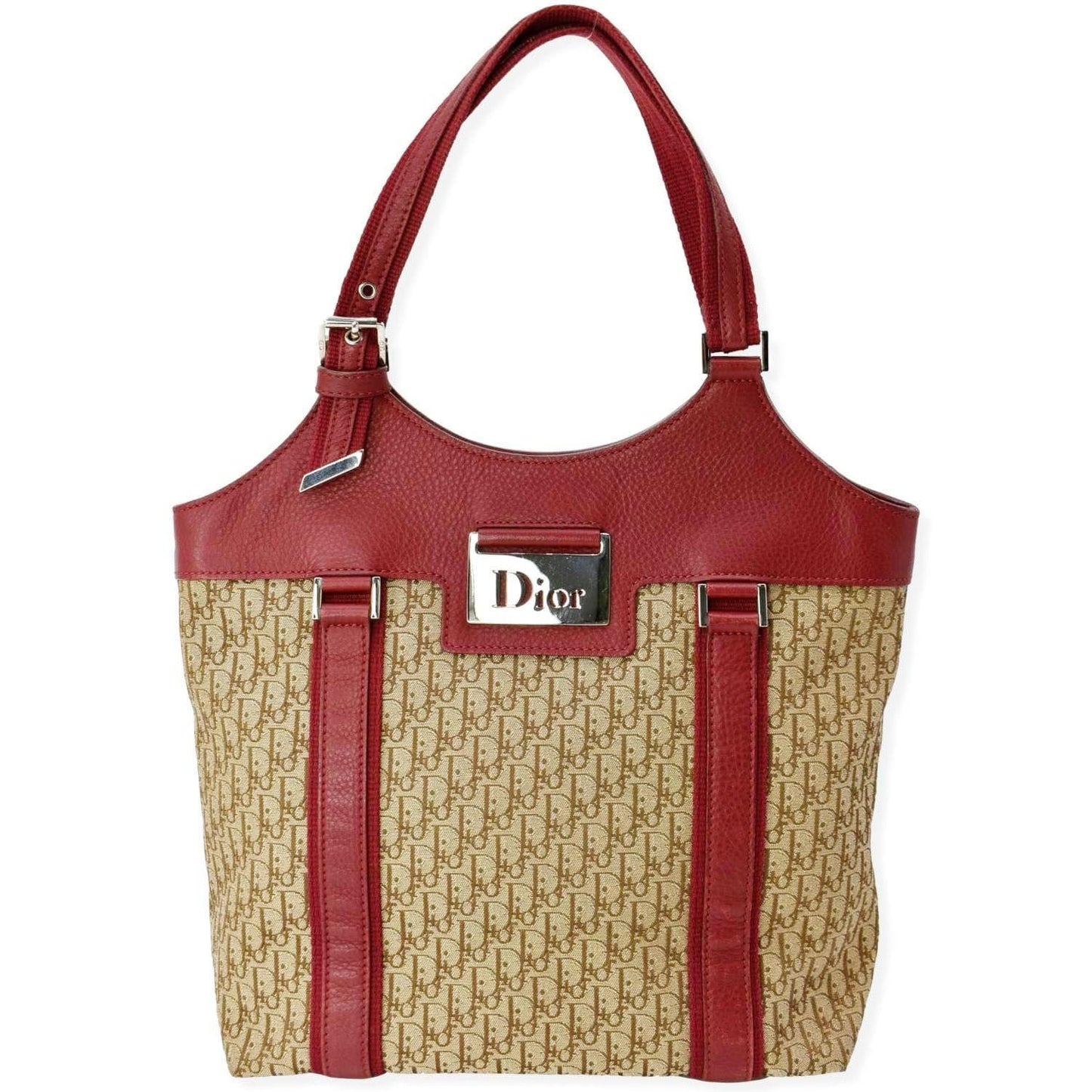 CHRISTIAN DIOR Street Chic Trotter Monogram Canvas Tote Bag Brown
