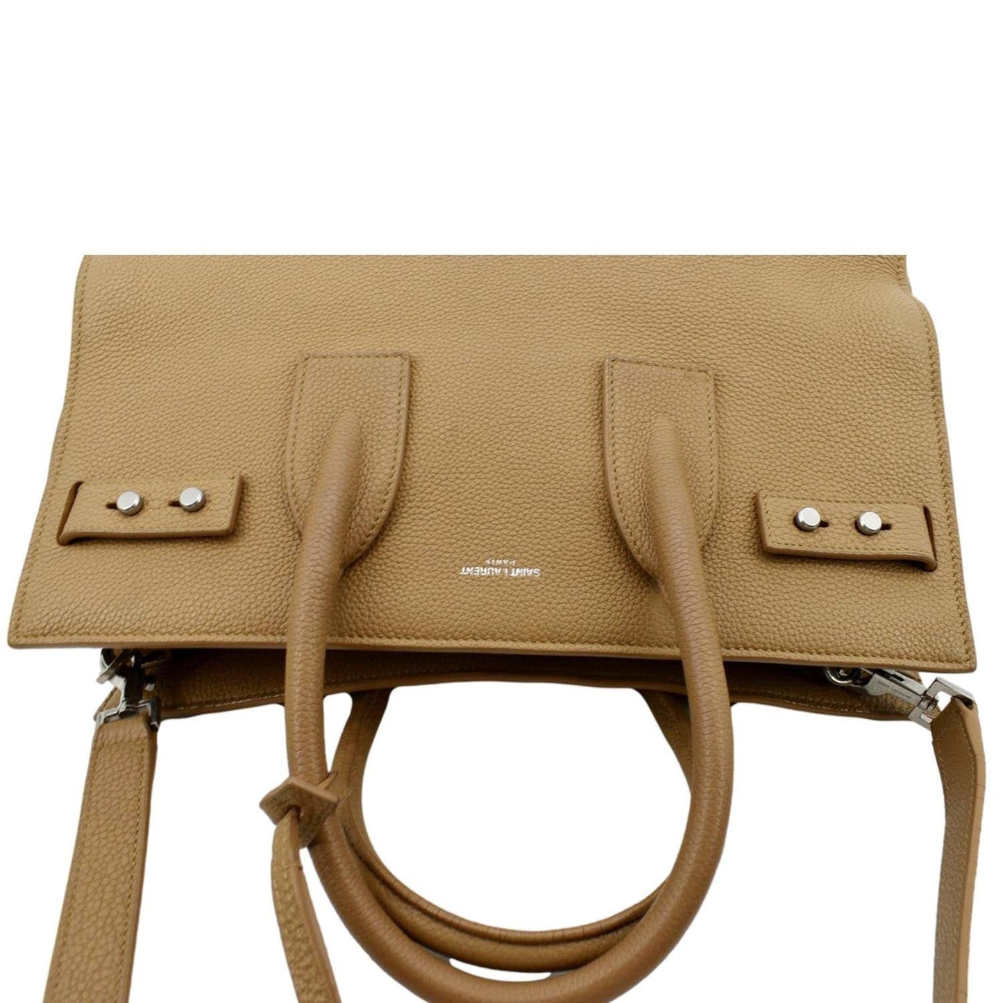 YVES SAINT LAURENT Women Sac de Jour Leather Shoulder Bag Dark Beige