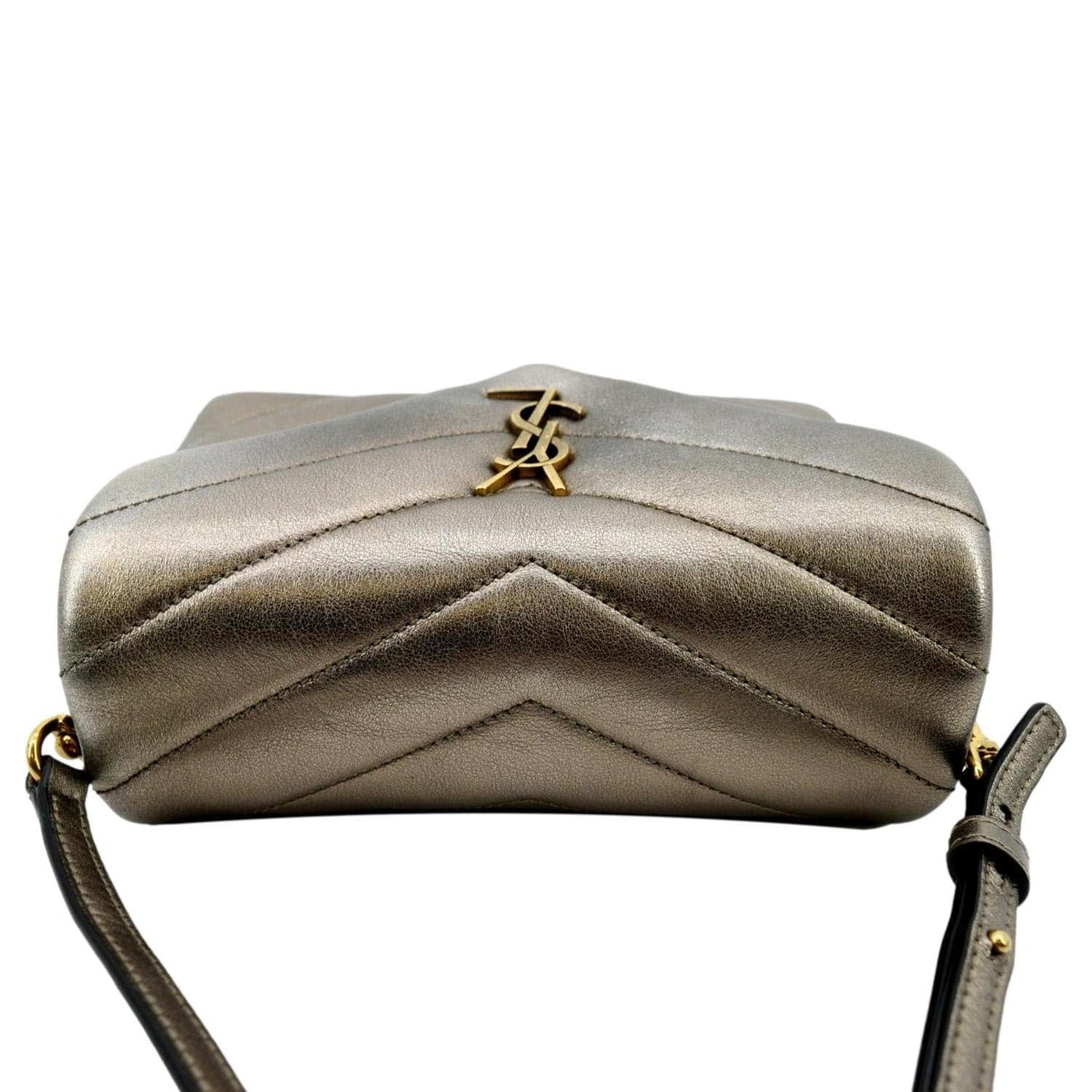YVES SAINT LAURENT Loulou Toy Matelasse Leather Crossbody Bag Metallic Gold