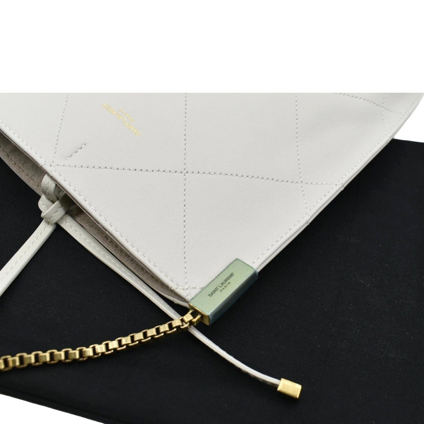 YVES SAINT LAURENT Suzanne Chain Leather Shoulder Bag White