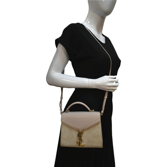 YVES SAINT LAURENT Cassandra Mini Calfskin Leather Shoulder Bag Cream