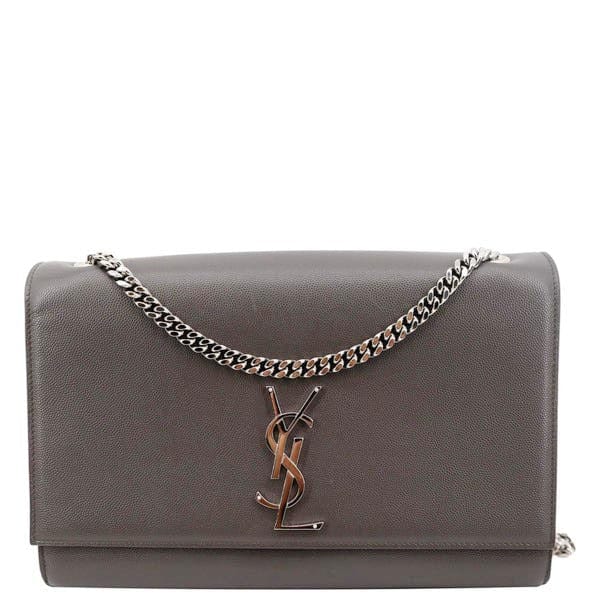 YVES SAINT LAURENT Kate Leather Shoulder Bag Gray