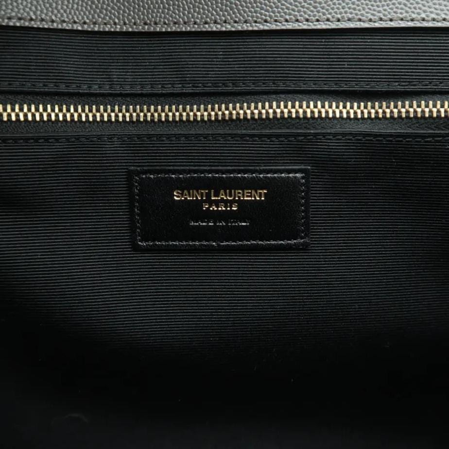 YVES SAINT LAURENT Large Envelope Chevron Leather Shoulder Bag Gray