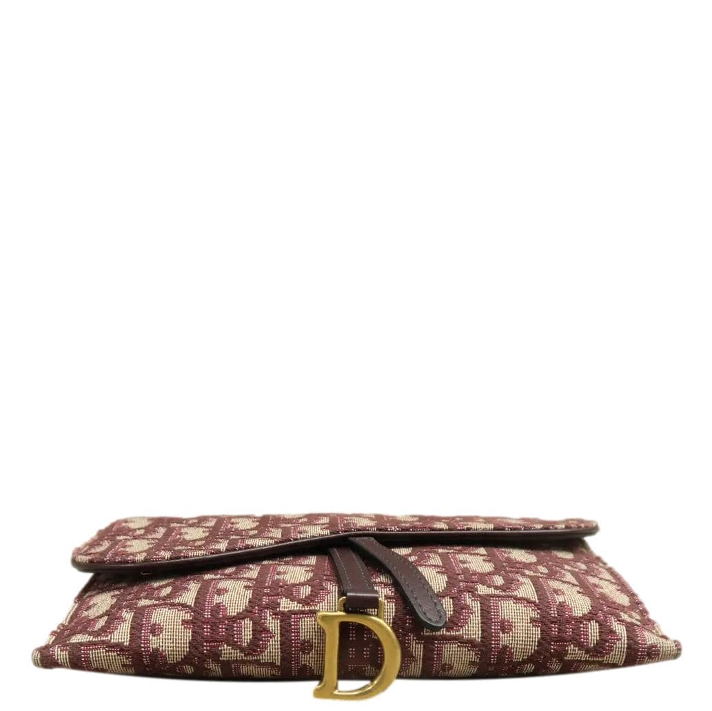 CHRISTIAN DIOR Saddle Oblique Crossbody Bag Burgundy