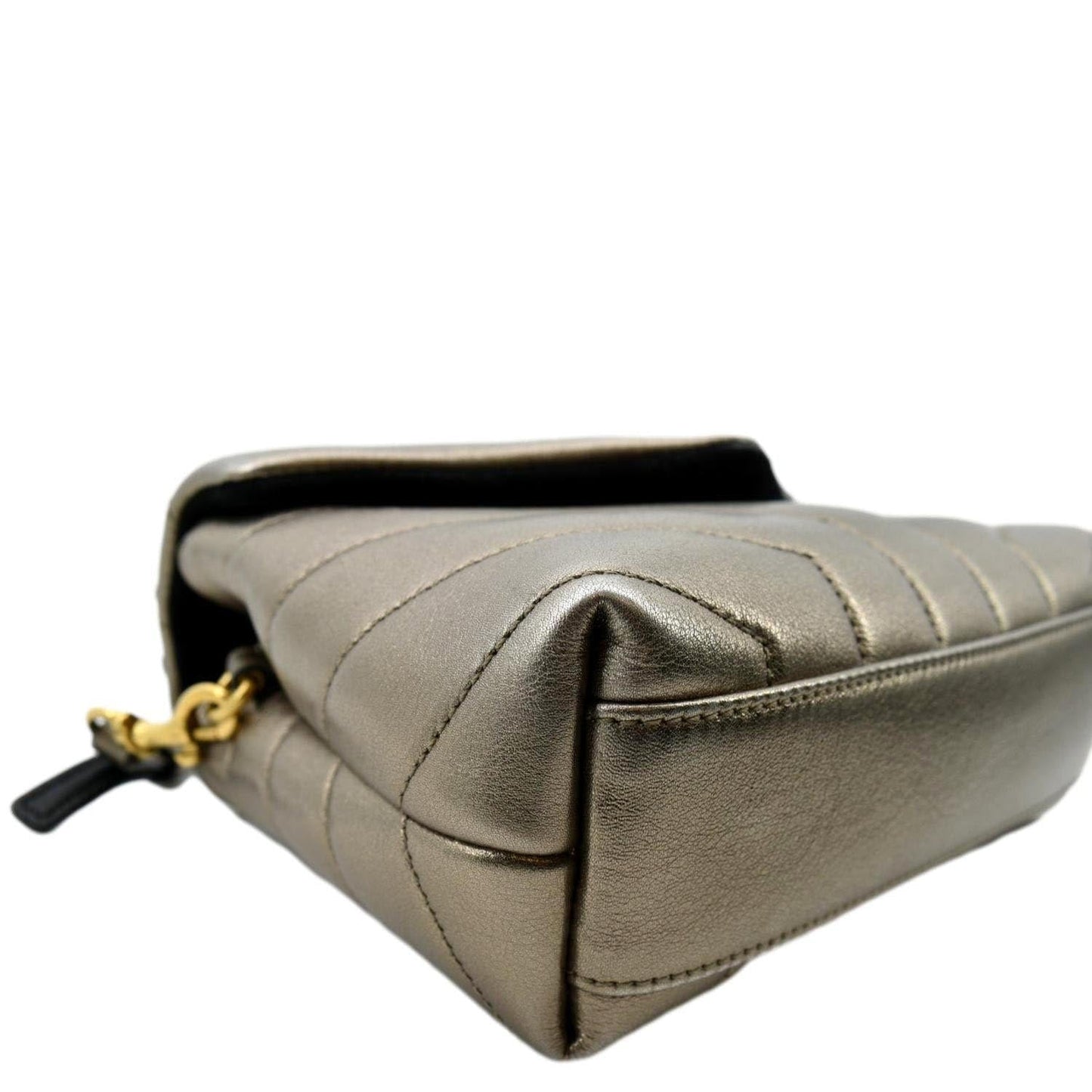 YVES SAINT LAURENT Loulou Toy Matelasse Leather Crossbody Bag Metallic Gold