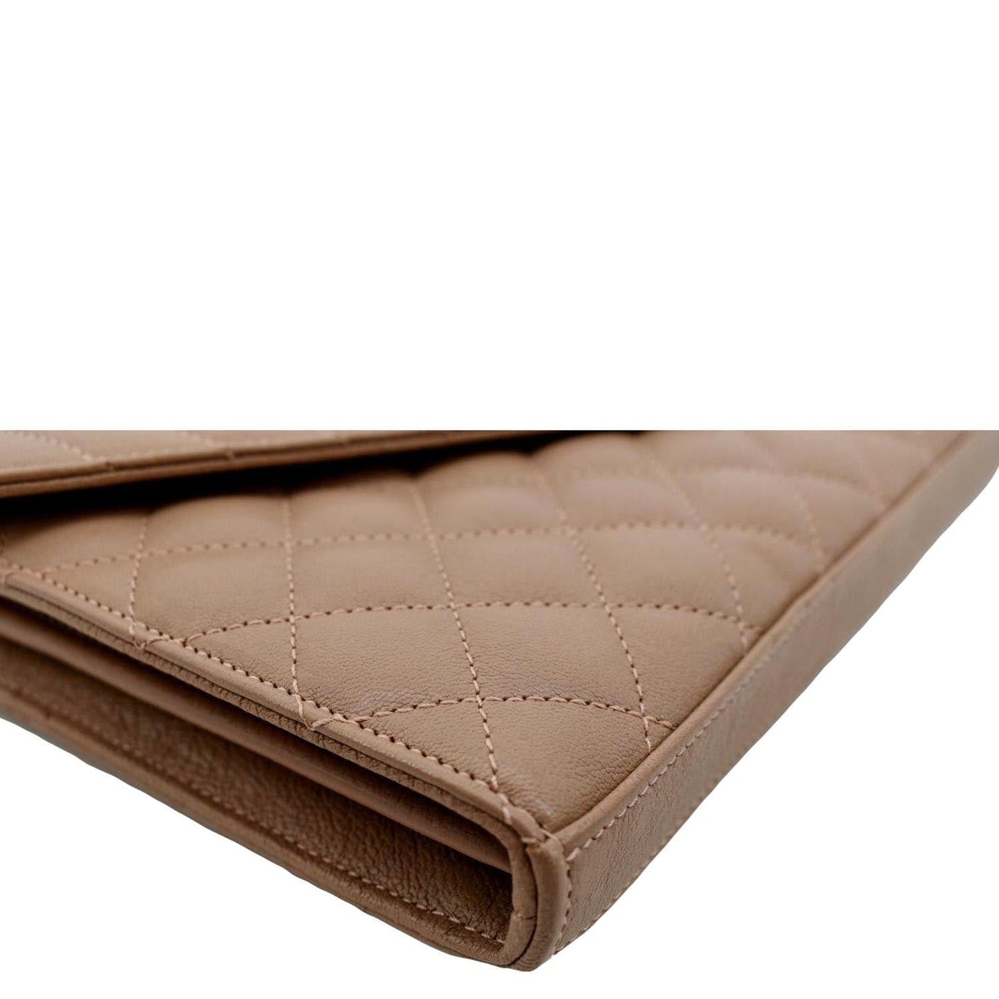 YVES SAINT LAURENT WOC Mixed Matelasse Leather Wallet Dark Beige