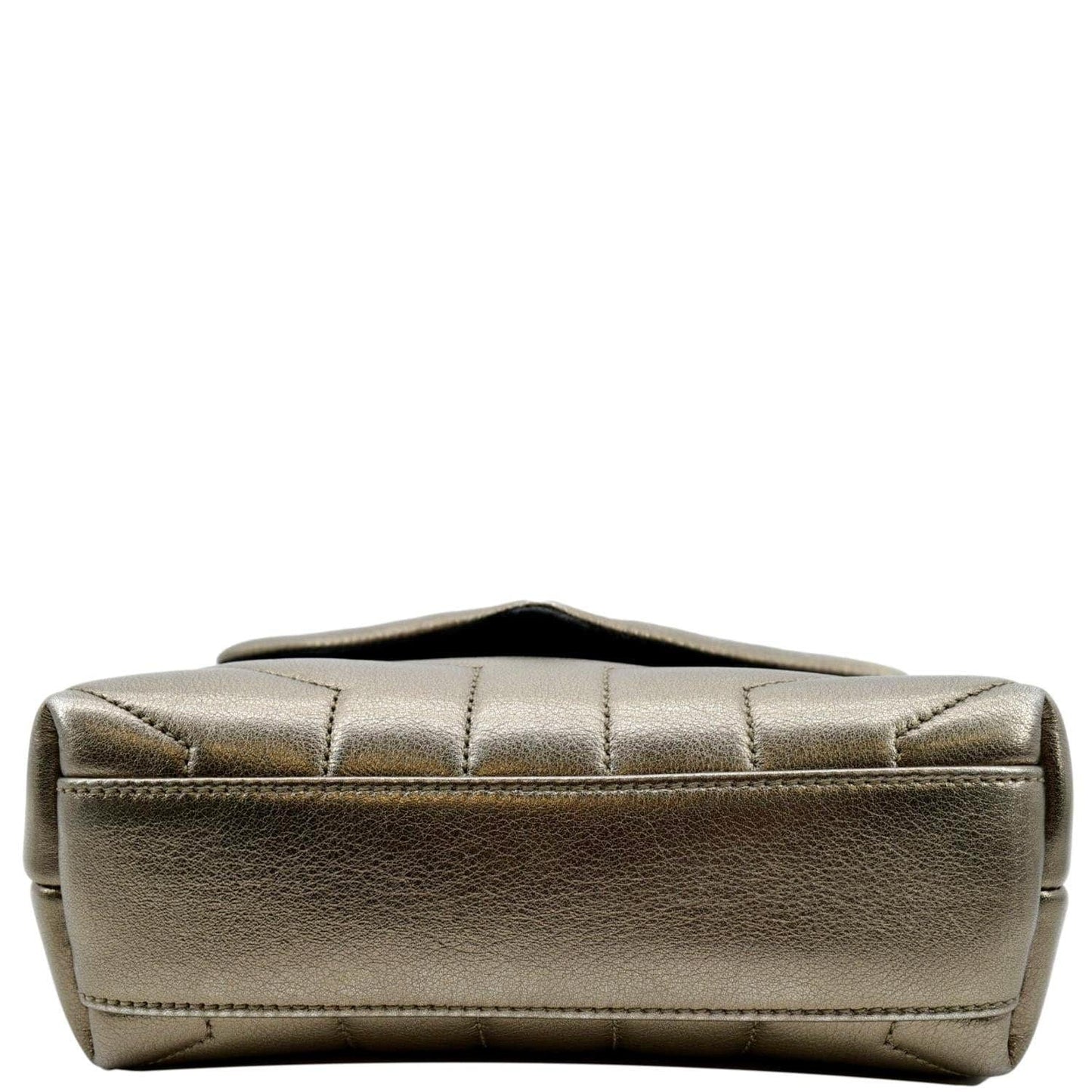 YVES SAINT LAURENT Loulou Toy Matelasse Leather Crossbody Bag Metallic Gold