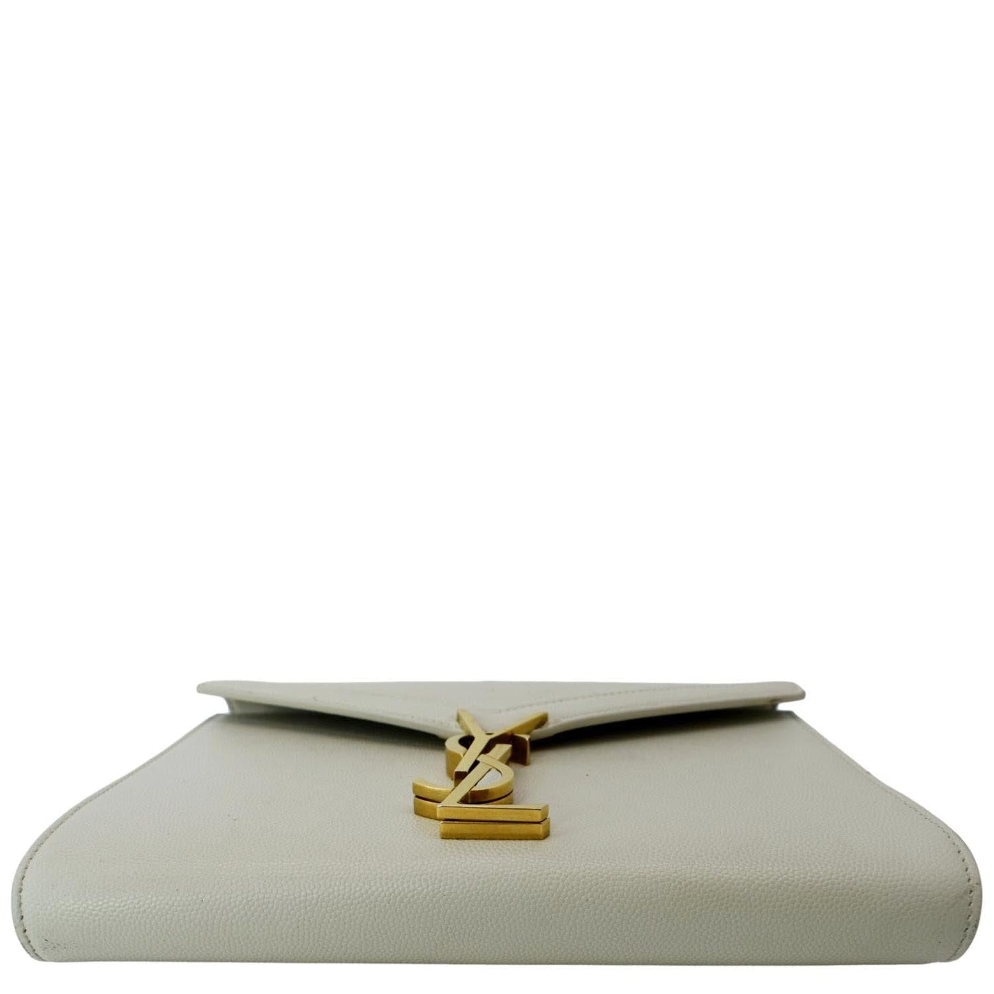 YVES SAINT LAURENT Cassandra Grain De Poudre Embossed Flap Crossbody Bag White