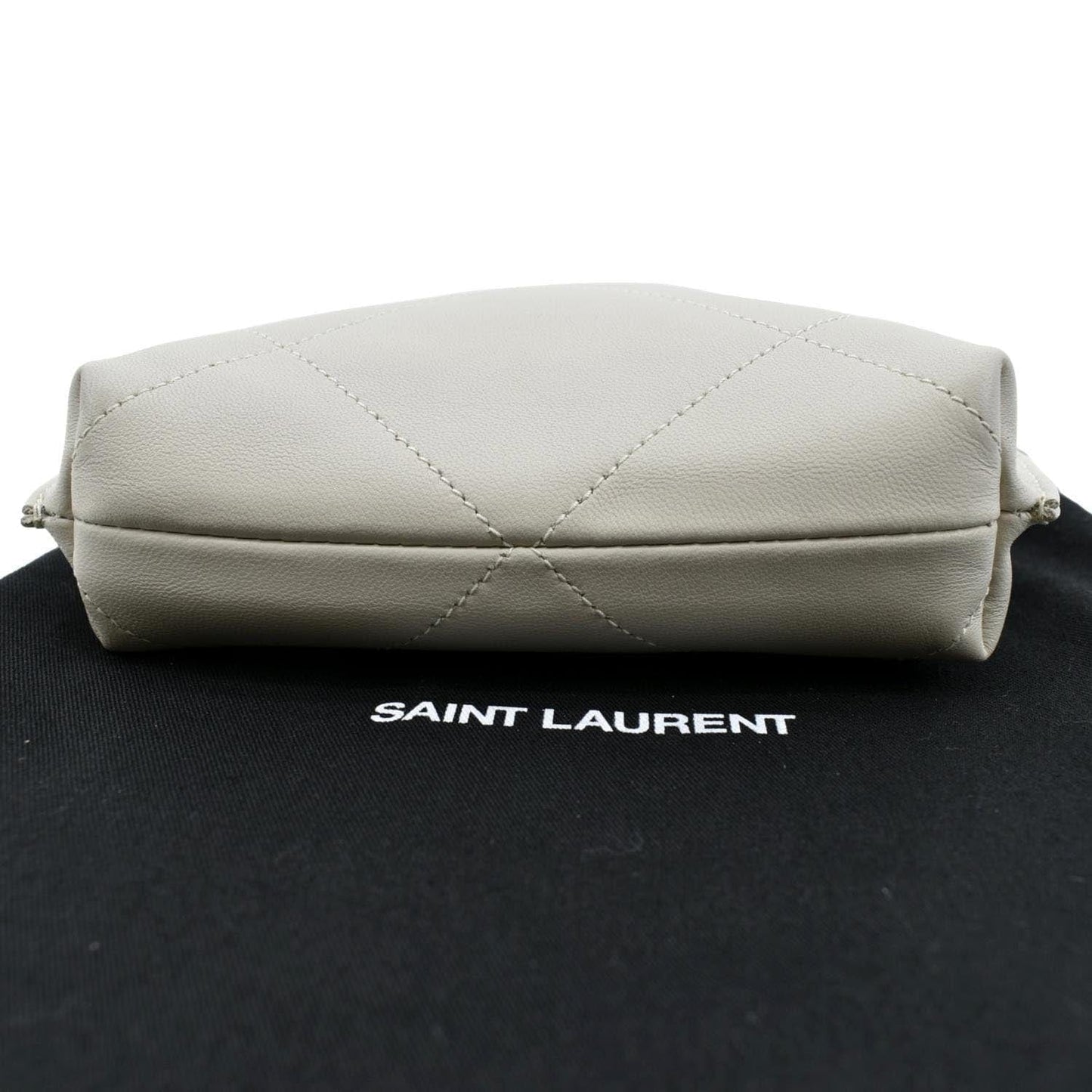 YVES SAINT LAURENT Suzanne Chain Leather Shoulder Bag White