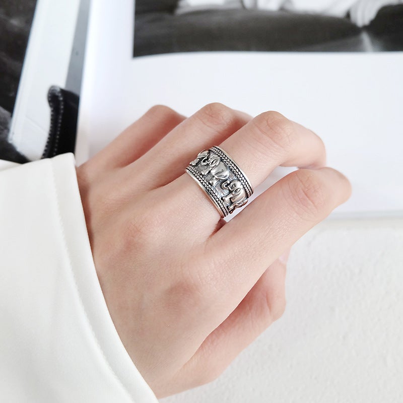 Elephant Sterling Silver Ring