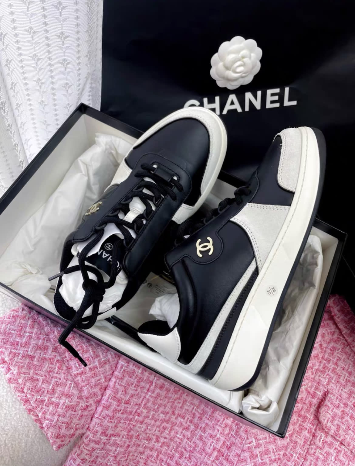 Chanel 23B new black sneakers