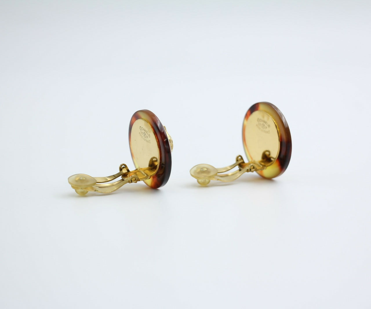 Chanel Vintage 97P Tortoise Shell Clip-on Earrings