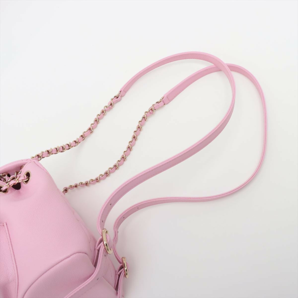 Chanel Pink Caviar Quilted Small Duma Pockets Drawstring Backpack