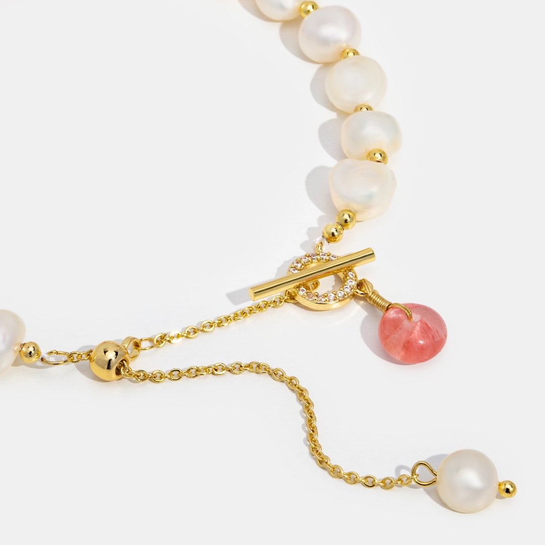 Freshwater Pearl & Pink Aventurine Bracelet