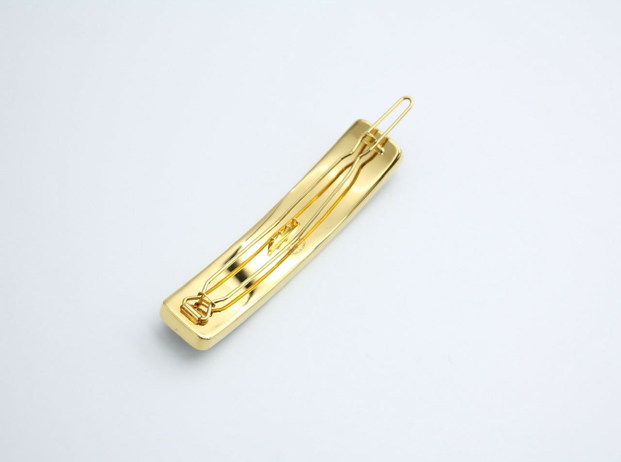 Chanel B21S Metal Burgundy Gold Edge English Long Hair Clip