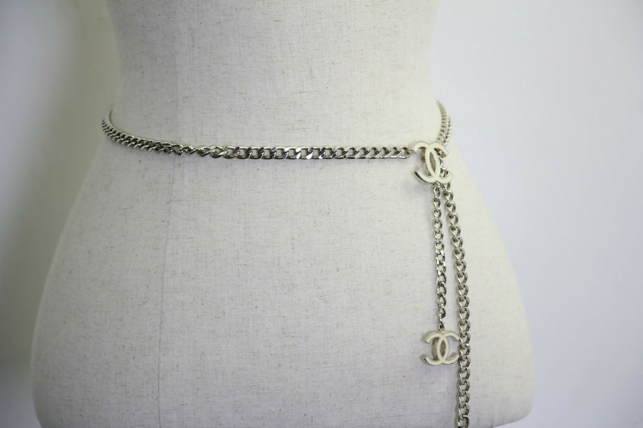 Chanel Vintage 05V Metal White Three CC Waist Chain