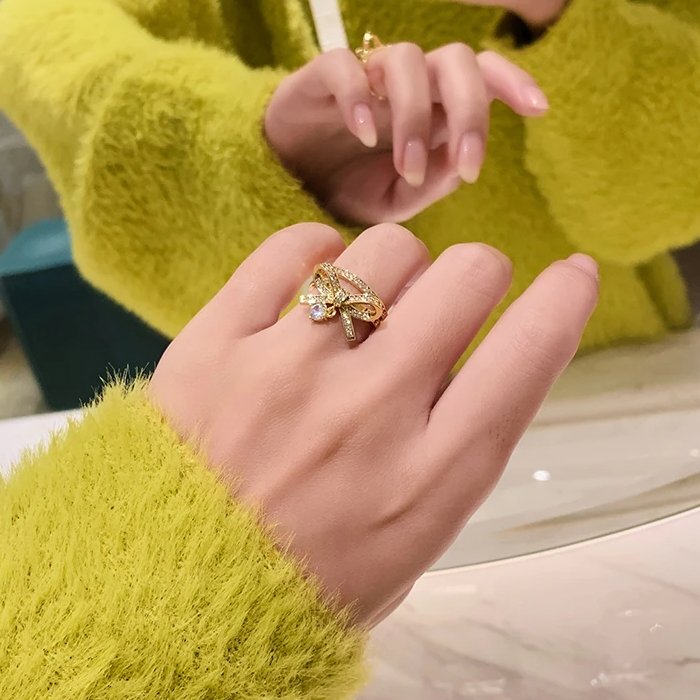 'Good Tidings' Crystal Bow Ring