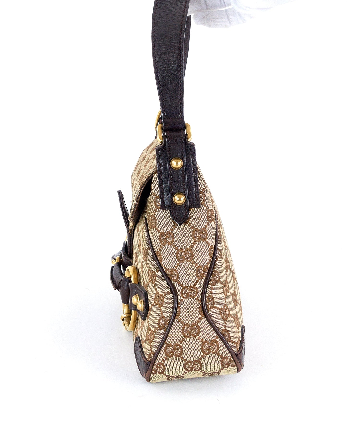 Gucci Monogram Canvas Horsebit Handbag